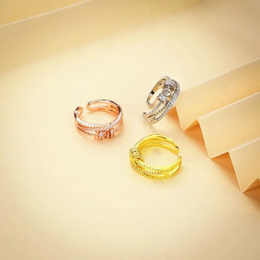 Round Bead Rotating Anxiety Luxury Woman Ring Twisted Fidget Metal Spinner Anxiety Relief Spinning Anti Stress Ring Bague Femme